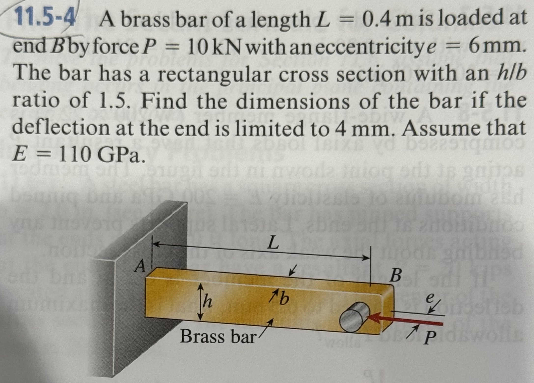 1 1 . 5 - 4 A brass bar of a length L = 0 . 4 m