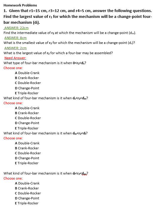 Homework Problems 1 . Given that r 1 = 1 5 cm , r