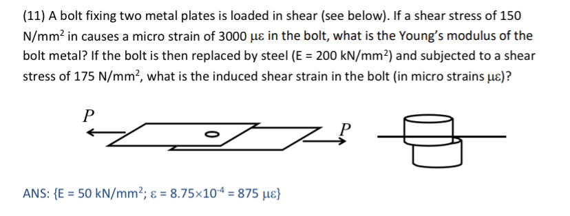 ( 1 1 ) A bolt fixing two metal plates is loaded