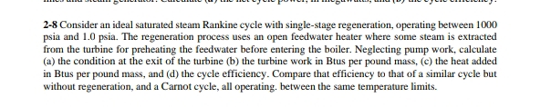 2 - 8 Consider an ideal saturated steam Rankine