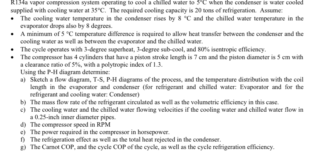 R 1 3 4 a vapor compression system operating to