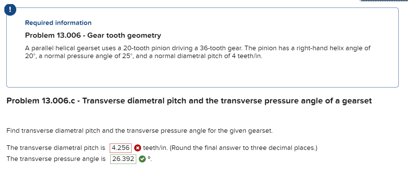 ! Required information Problem 1 3 . 0 0 6 - Gear