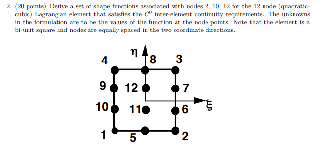 2 . ( 2 0 points ) Derive a set of shape