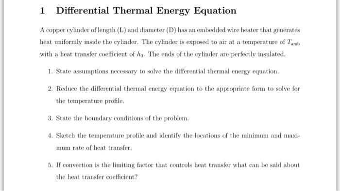 1 Differential Thermal Energy Equation A copper