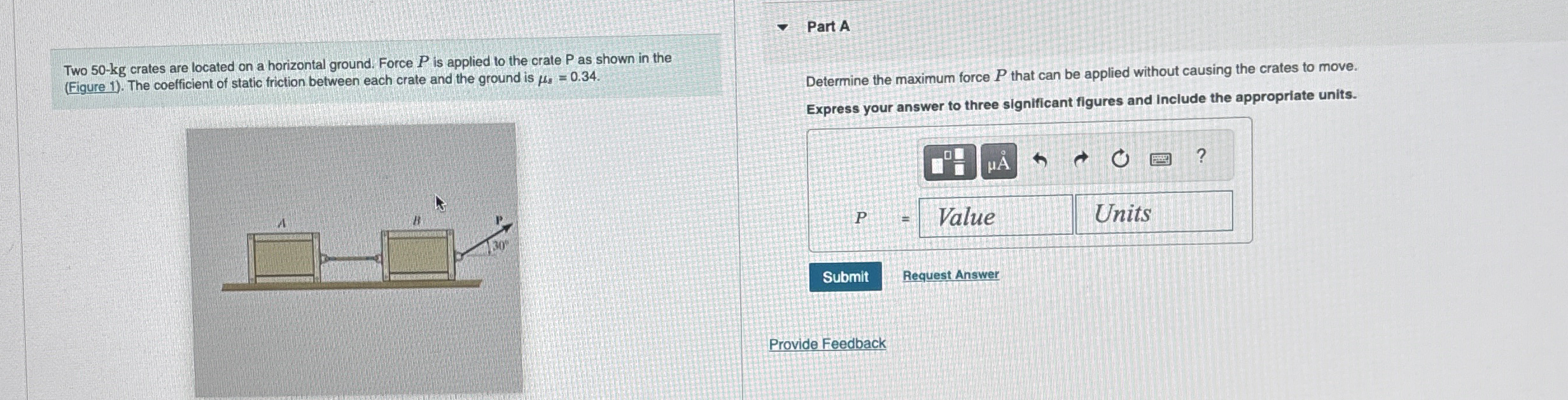 Two 5 0 - k g crates are located on a horizontal