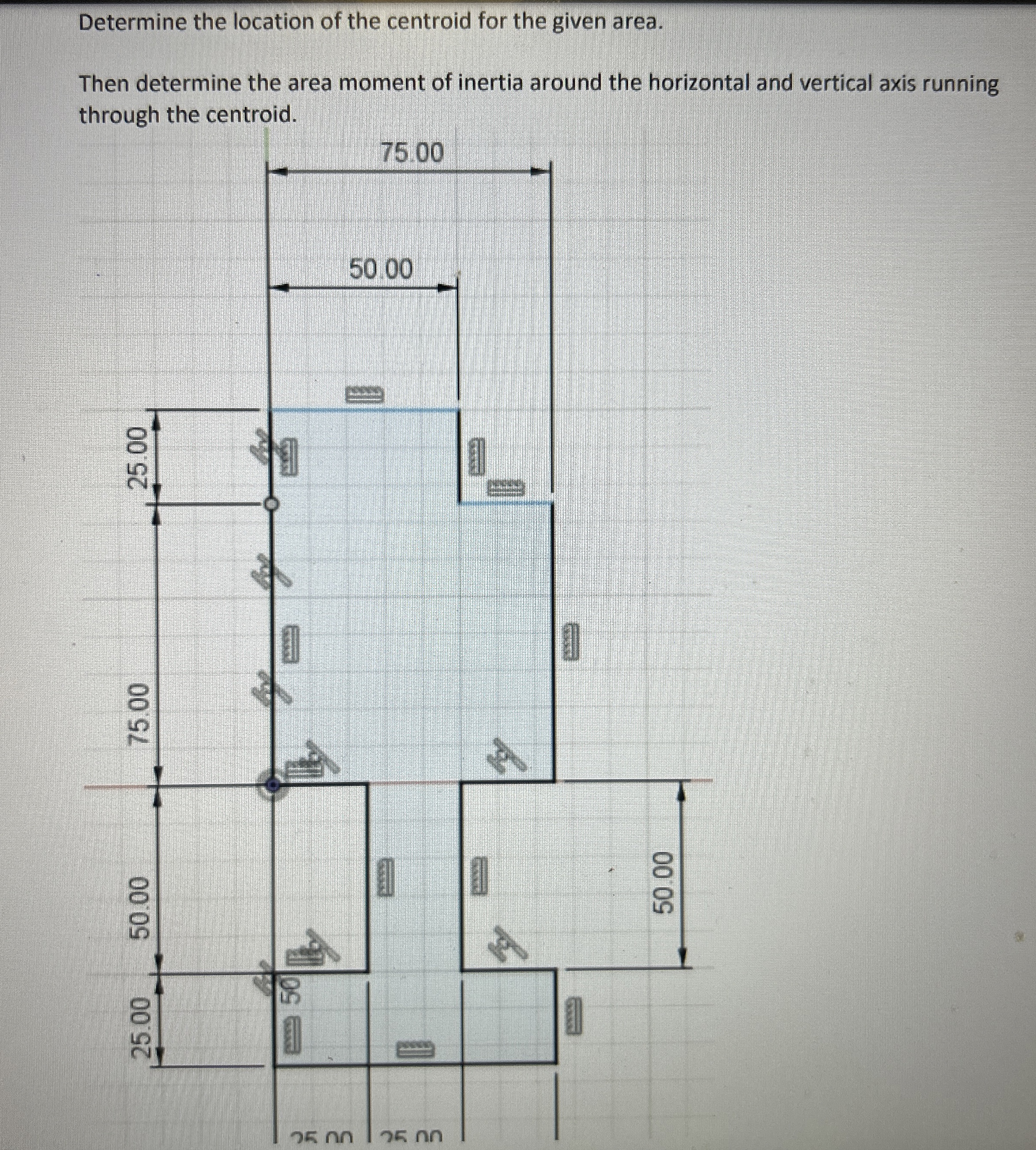 Determine the location of the centroid for the