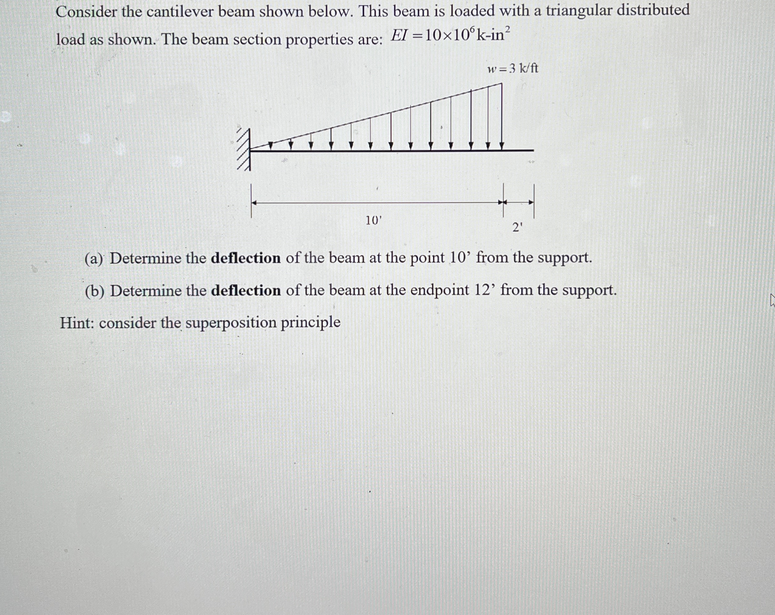 Consider the cantilever beam shown below. This