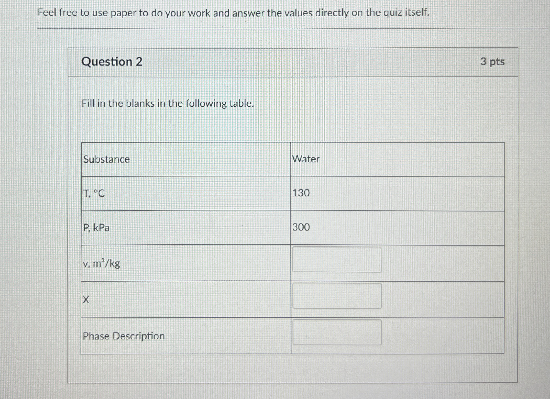 Question 2 Fill in the blanks in the following