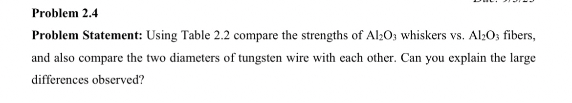Problem 2 . 4 Problem Statement: Using Table 2 .
