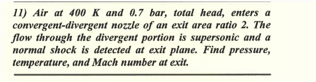 Air at 4 0 0 K and 0 . 7 bar , total head, enters