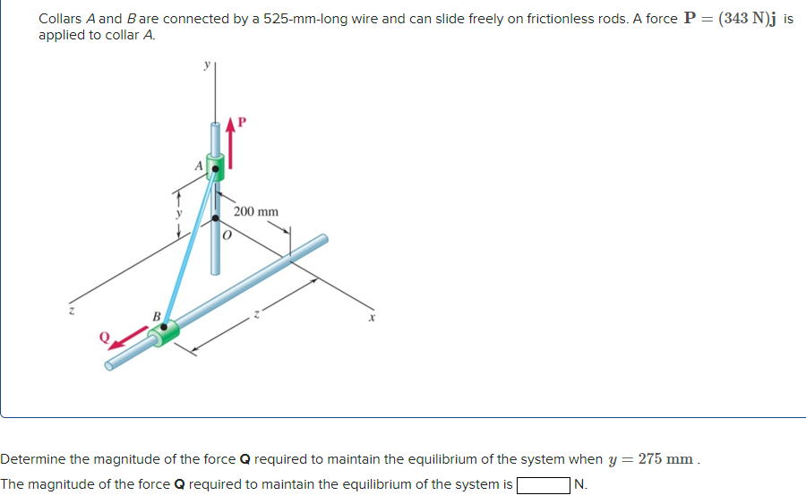 Determine the magnitude of the force Q required