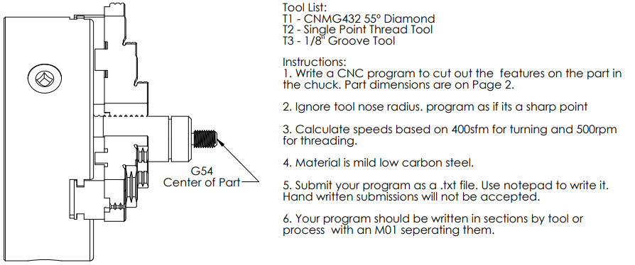CNC Lathe G - code for the following part.