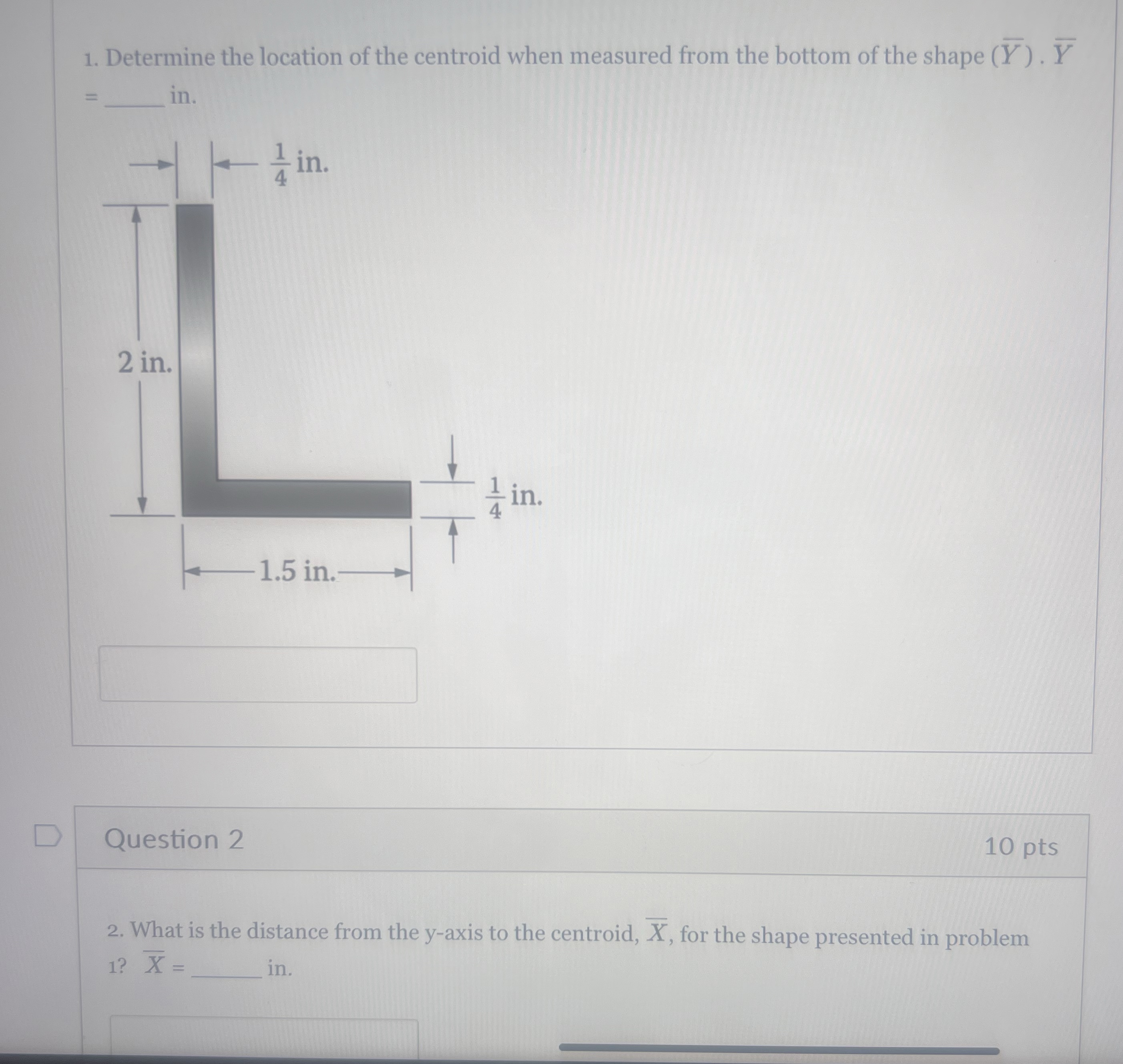 Determine the location of the centroid when