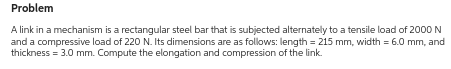 Problem A link in a mechanism is a rectangular