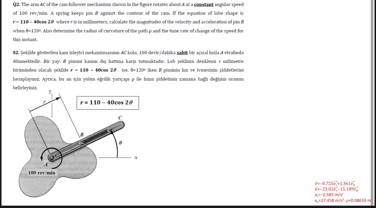 Q 3 . For the instant represented, the pin P