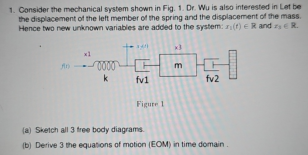 Consider the mechanical system shown in Fig. 1 .