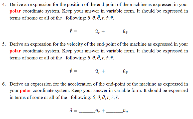 Derive an expression for the position of the end