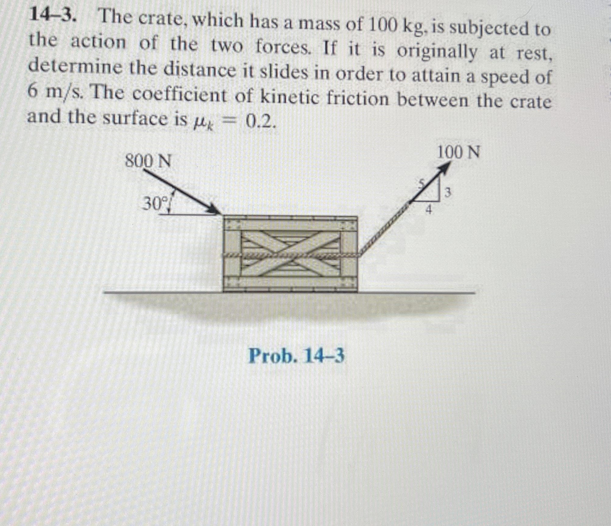 1 4 - 3 . The crate, which has a mass of 1 0 0 kg