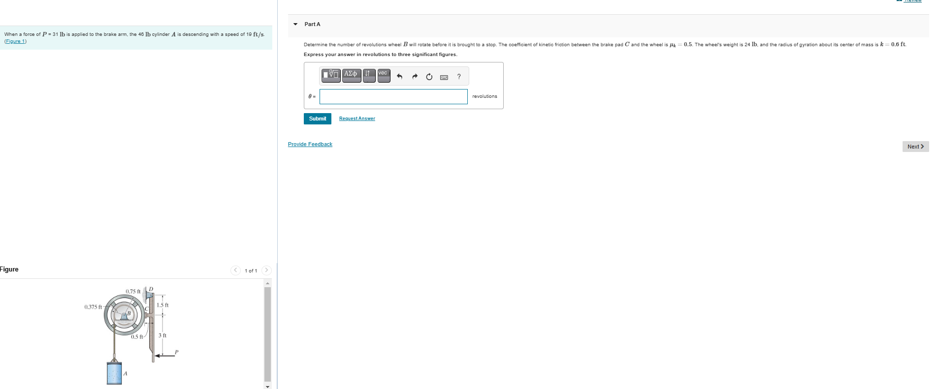 Determine the number of revolutions wheel \ ( B \