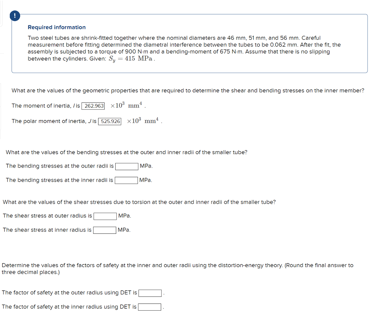 Required information Two steel tubes are shrink -
