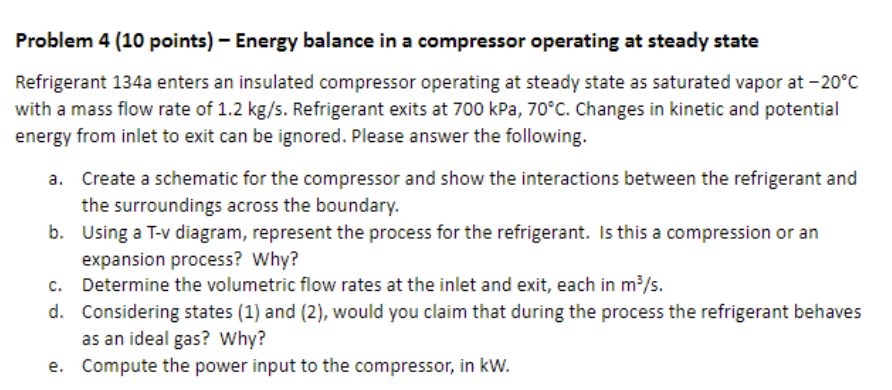 Problem 4 ( 1 0 points ) - Energy balance in a
