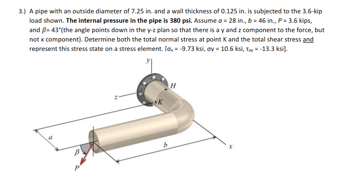 3 . 3 . 6 - kip load shown. The internal pressure