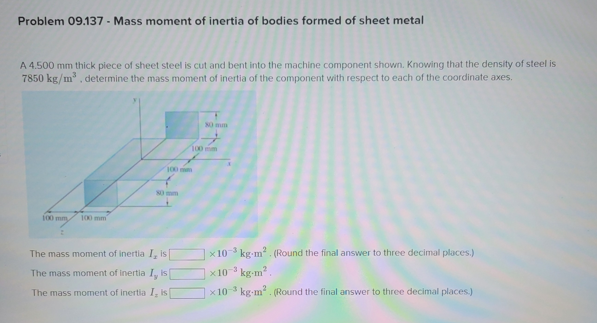 Problem 0 9 . 1 3 7 - Mass moment of inertia of