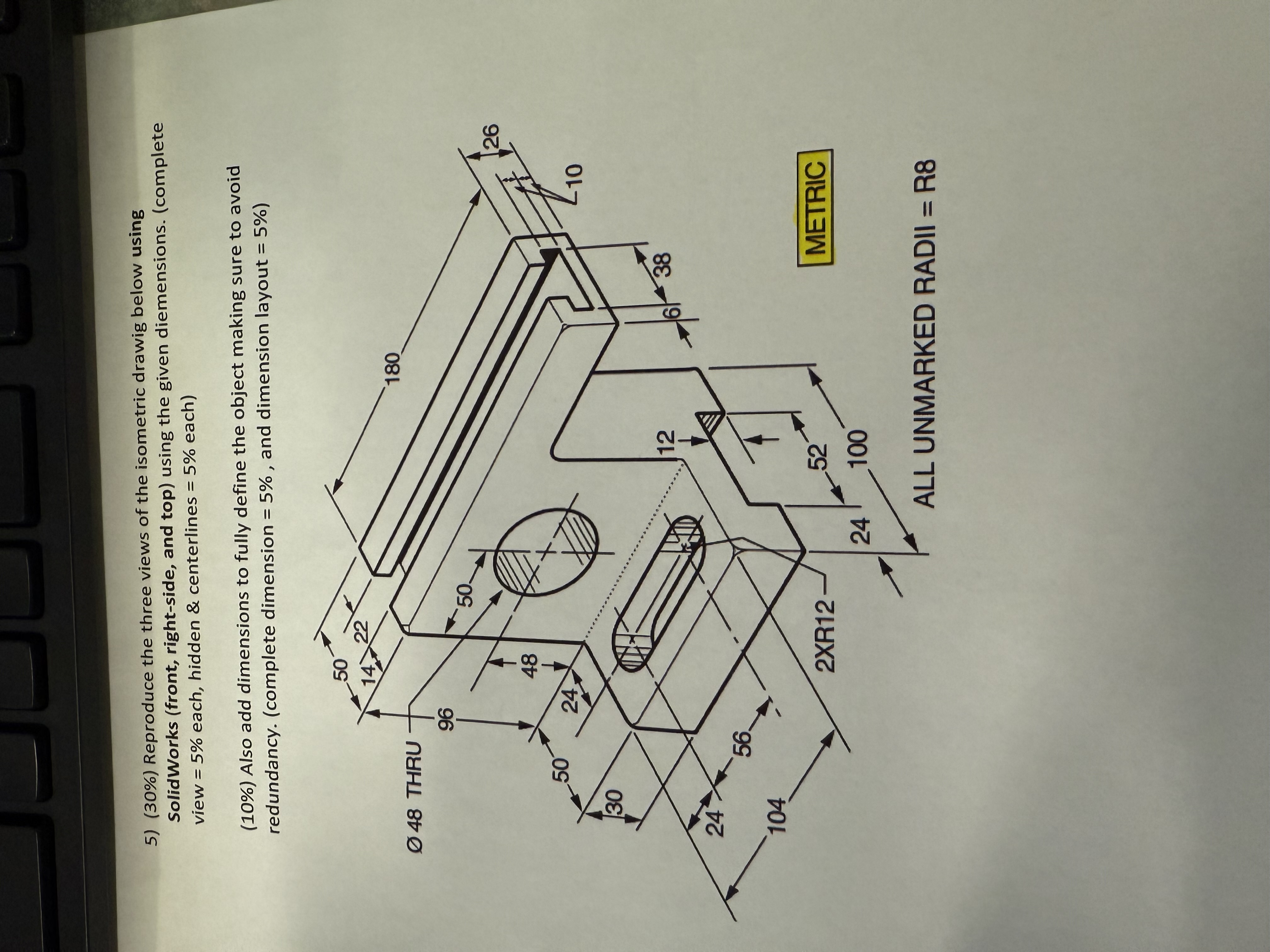 5 ) ( 3 0 \ % ) Reproduce the three views of the