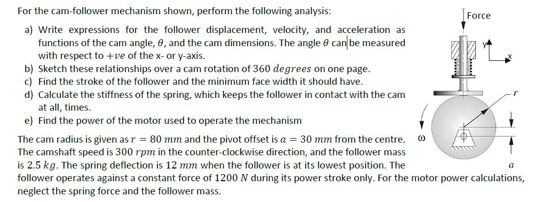For the cam - follower mechanism shown, perform
