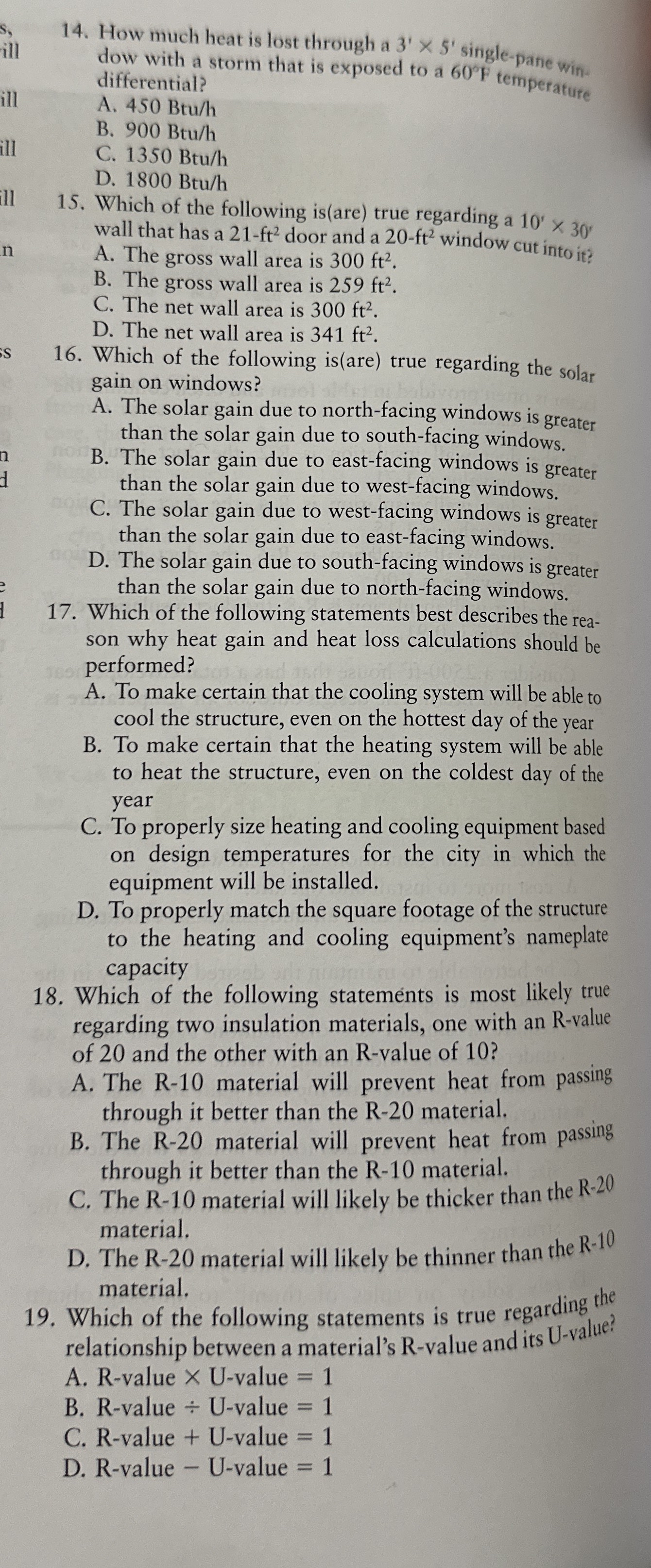 How much heat is lost through a 3 ' 5 ' single -