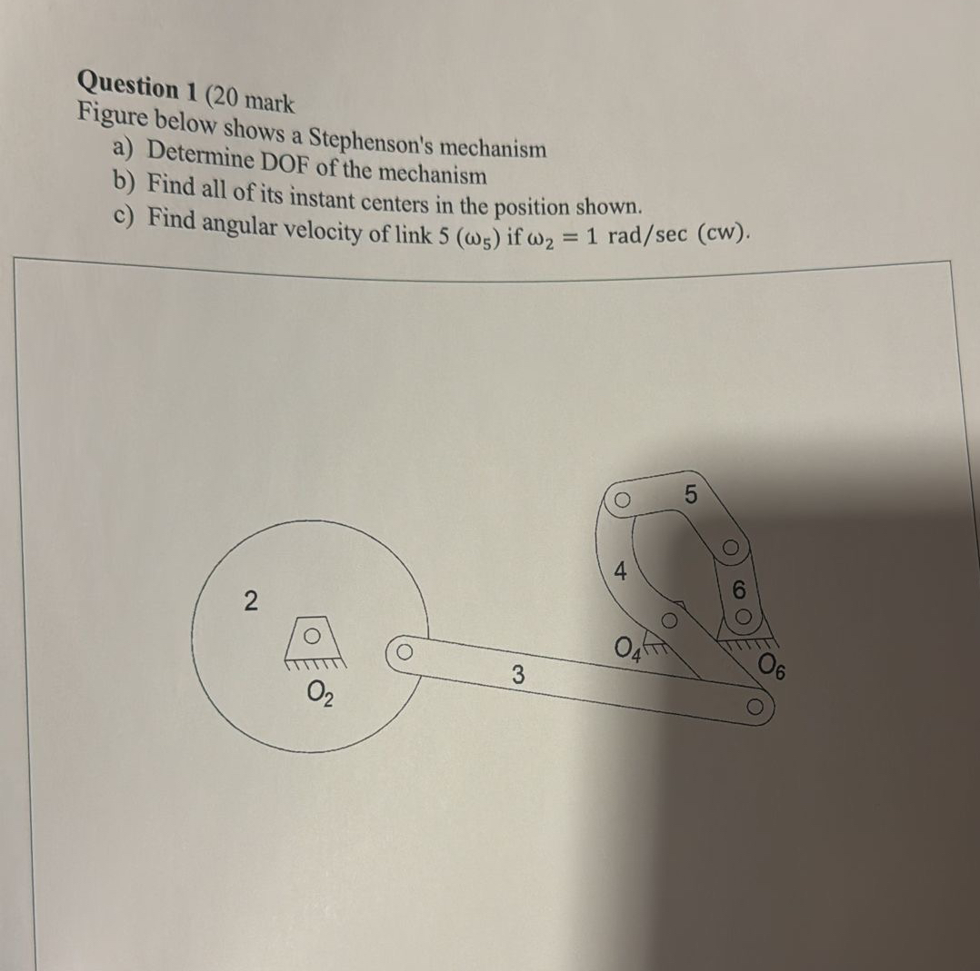 Question 1 ( 2 0 mark Figure below shows a