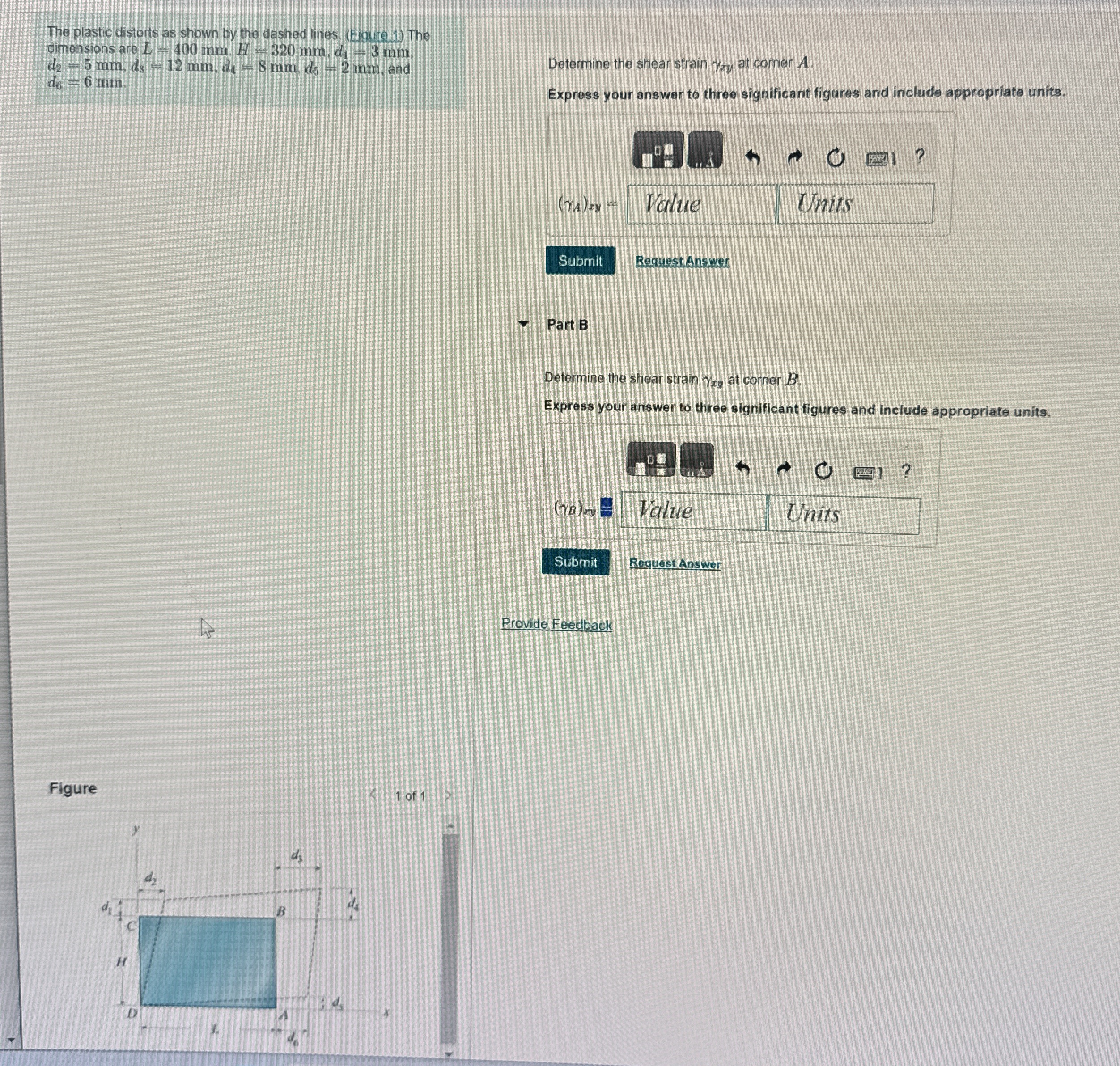The plastic distorts as shown by the dashed