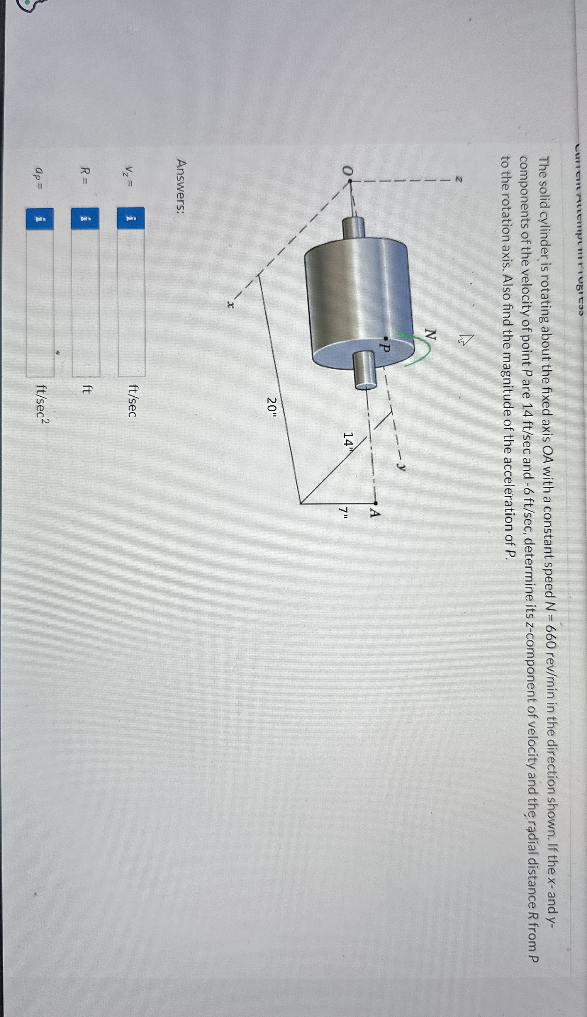 The solid cylinder is rotating about the fixed