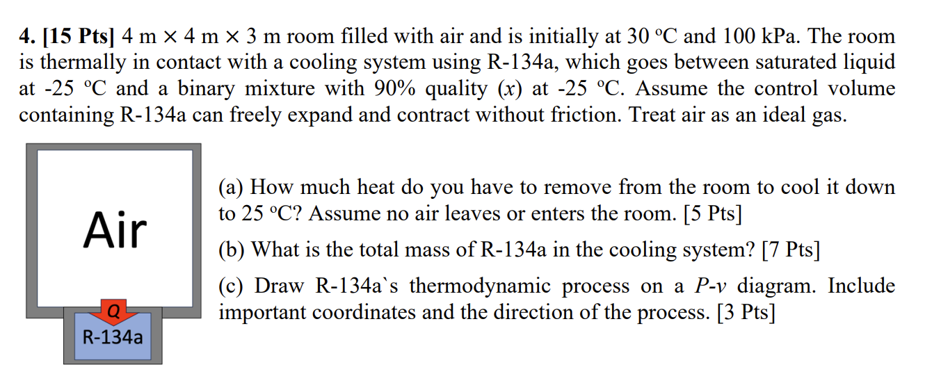 Pts ] 4 m 4 m 3 m room filled with air and is
