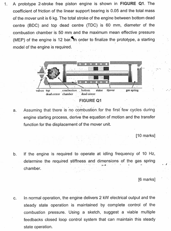 1 . A prototype 2 - stroke free piston engine is