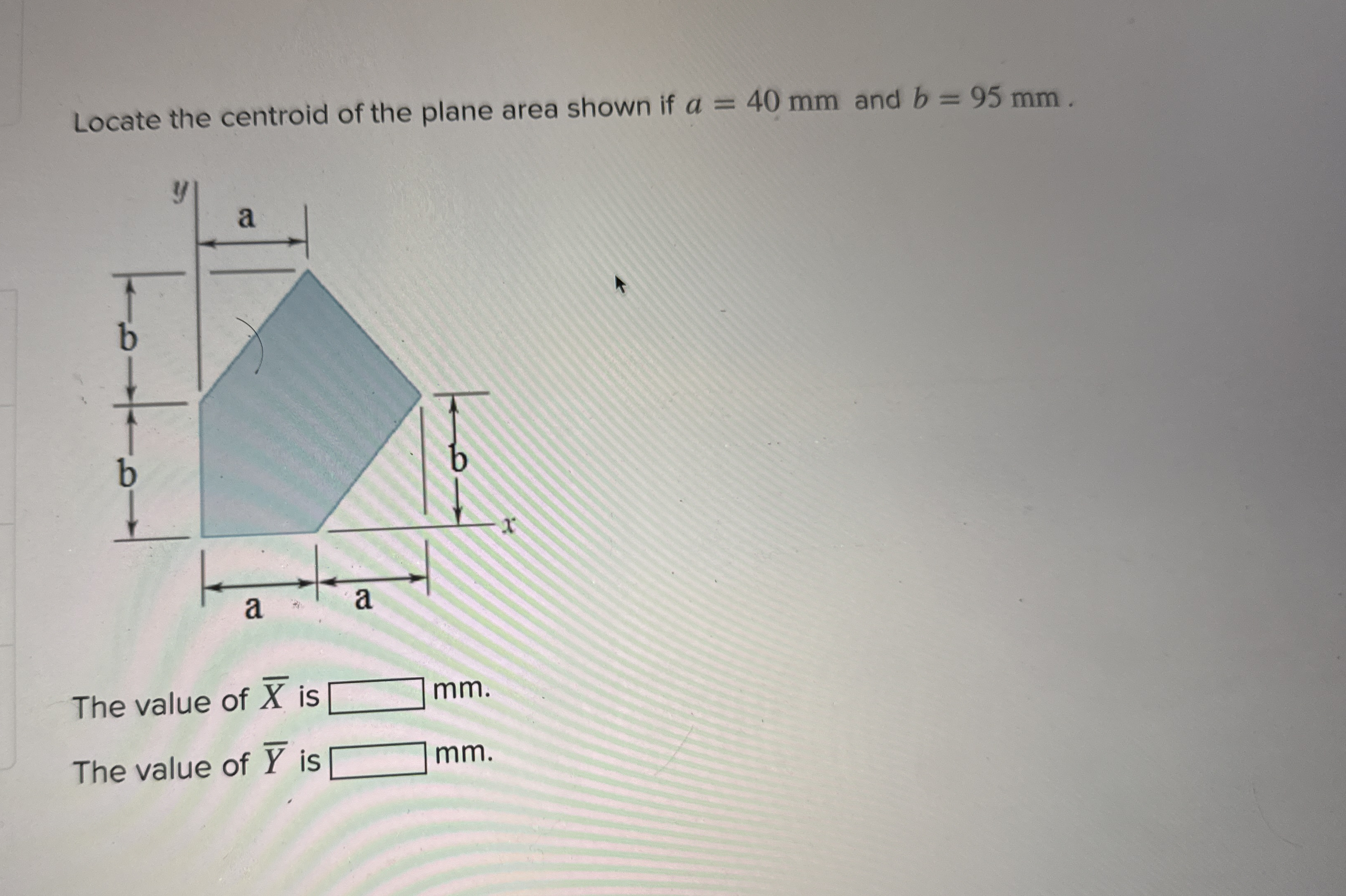Locate the centroid of the plane area shown.
