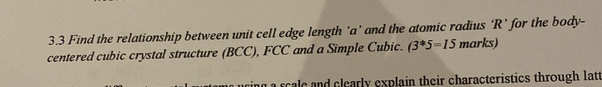 3 . 3 Find the relationship between unit cell