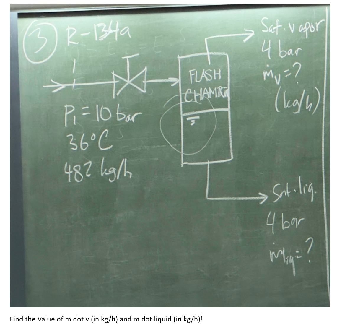 Find the value of m dot v ( in kg / h ) and m dot