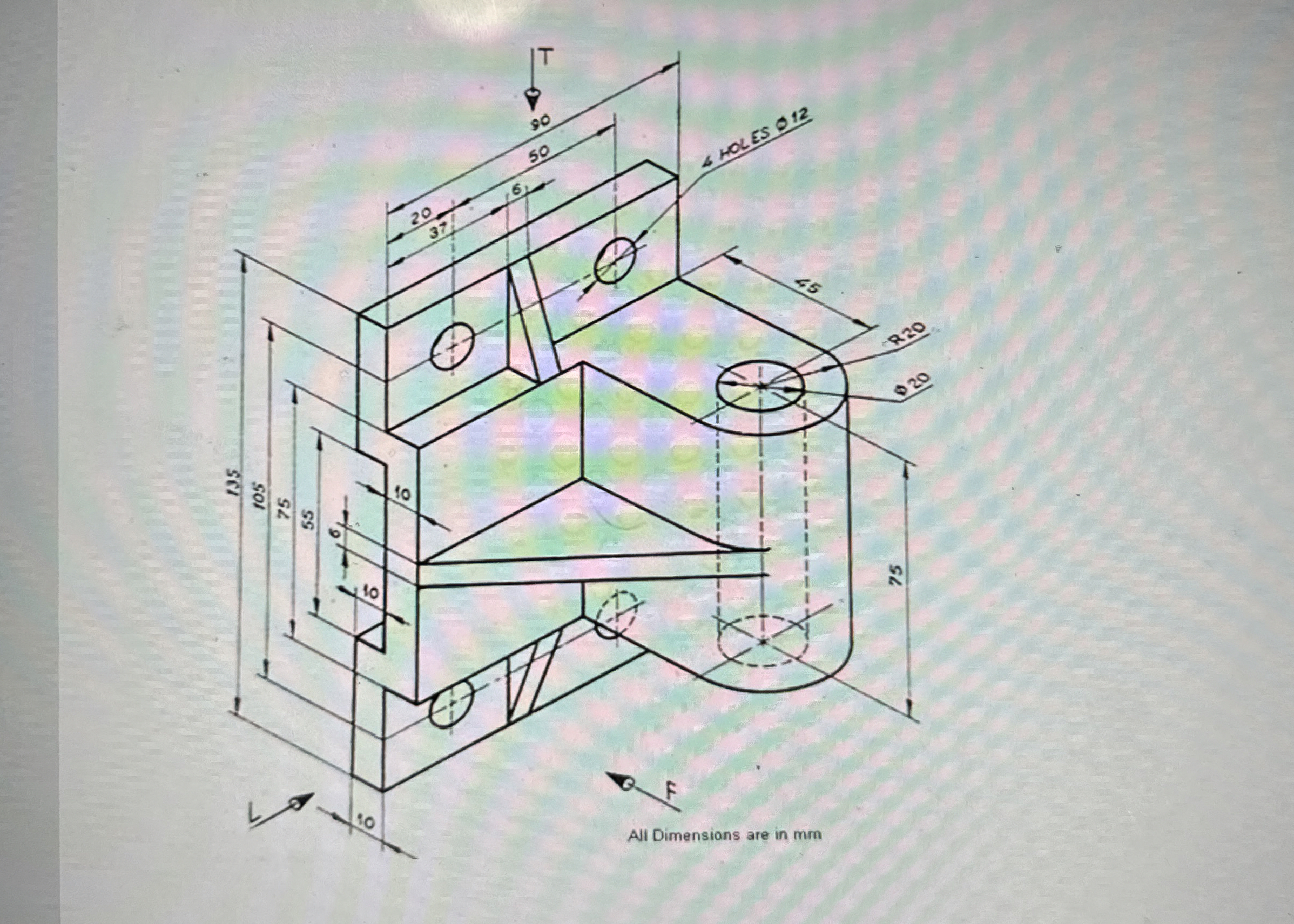 Draw the front, top, left / right views. All
