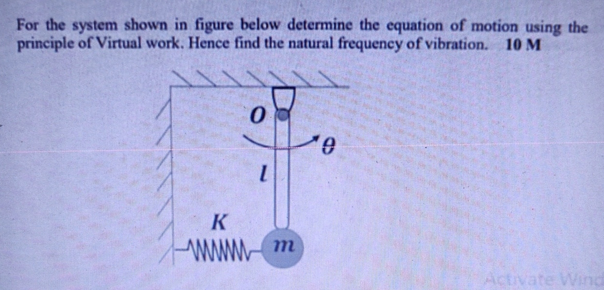 For the system shown in figure below determine