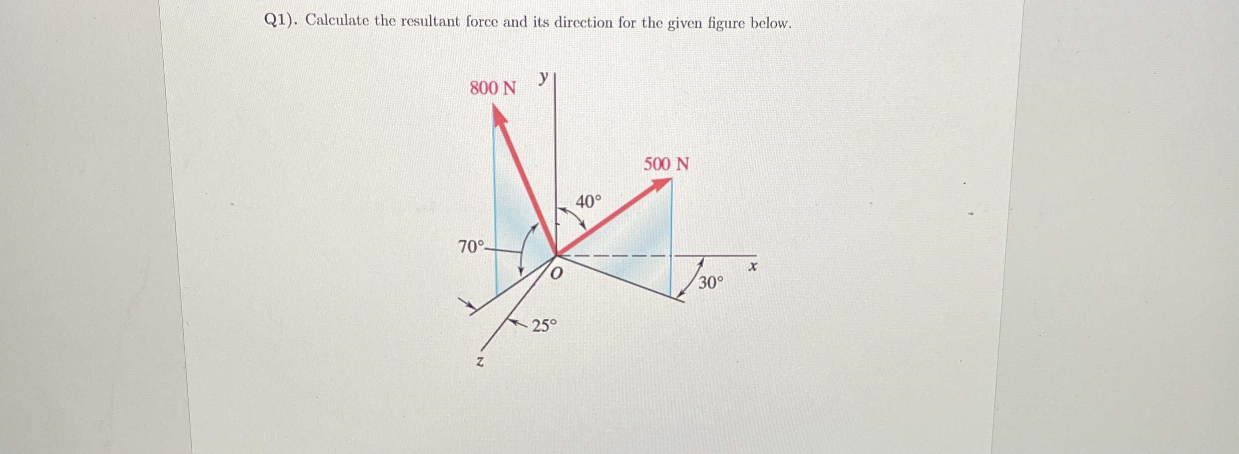 Q 1 ) . Calculate the resultant force and its