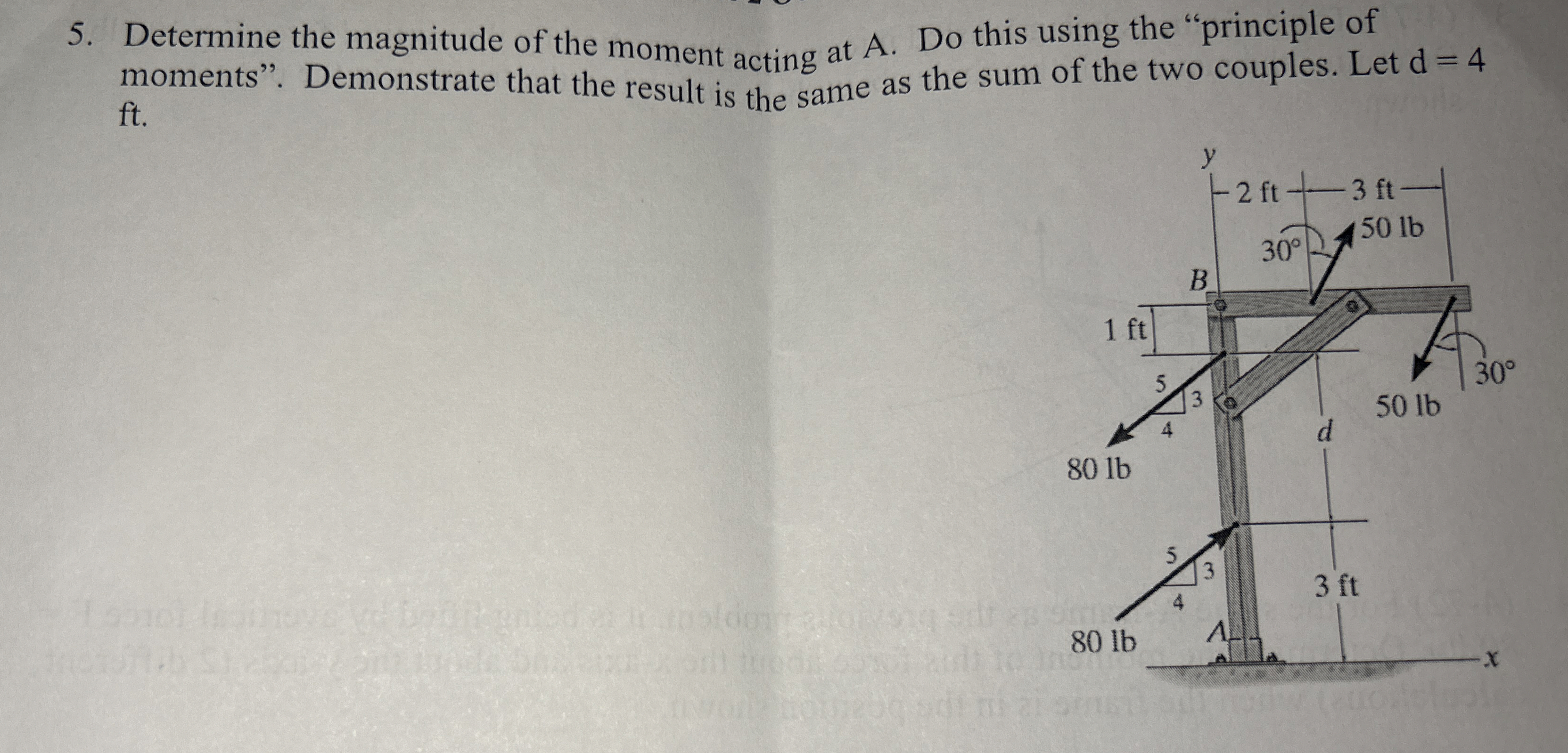 Determine the magnitude of the moment acting at A