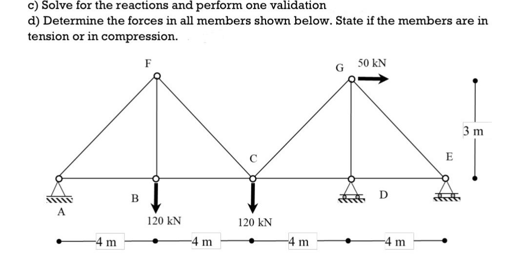 c ) Solve for the reactions and perform one