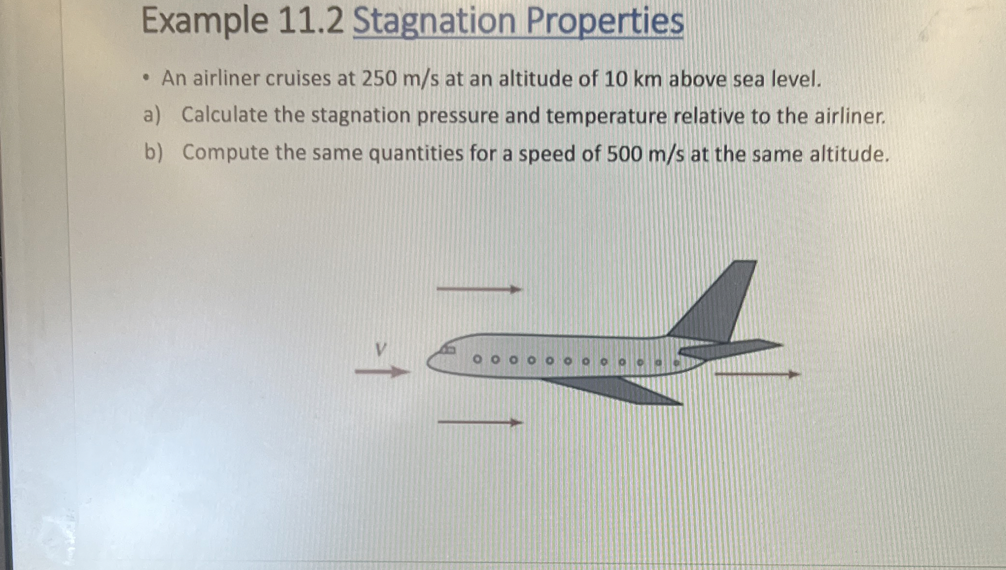 Example 1 1 . 2 Stagnation Properties An airliner