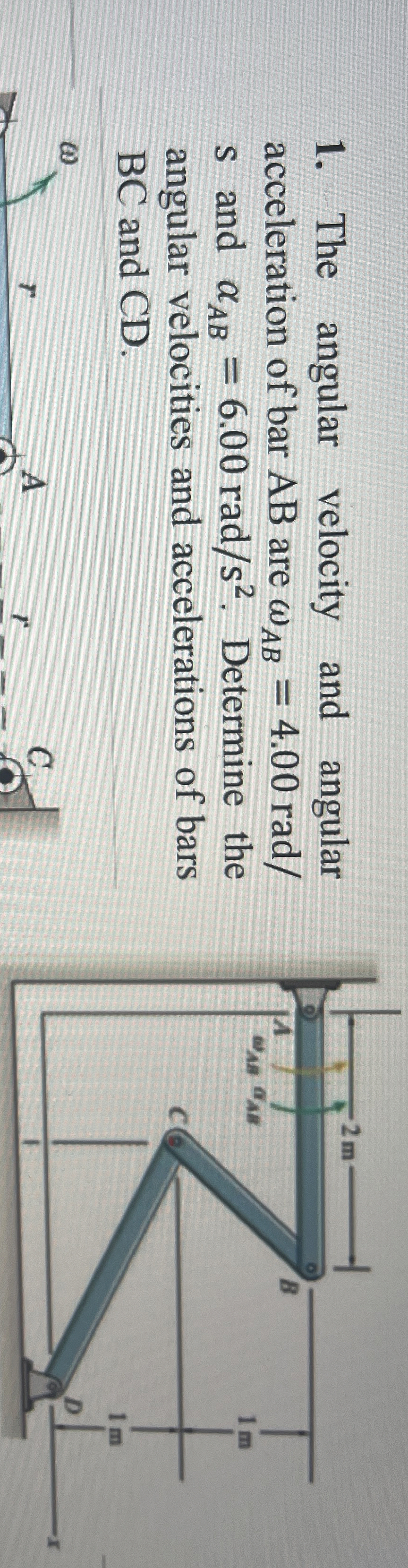 The angular velocity and angular acceleration of