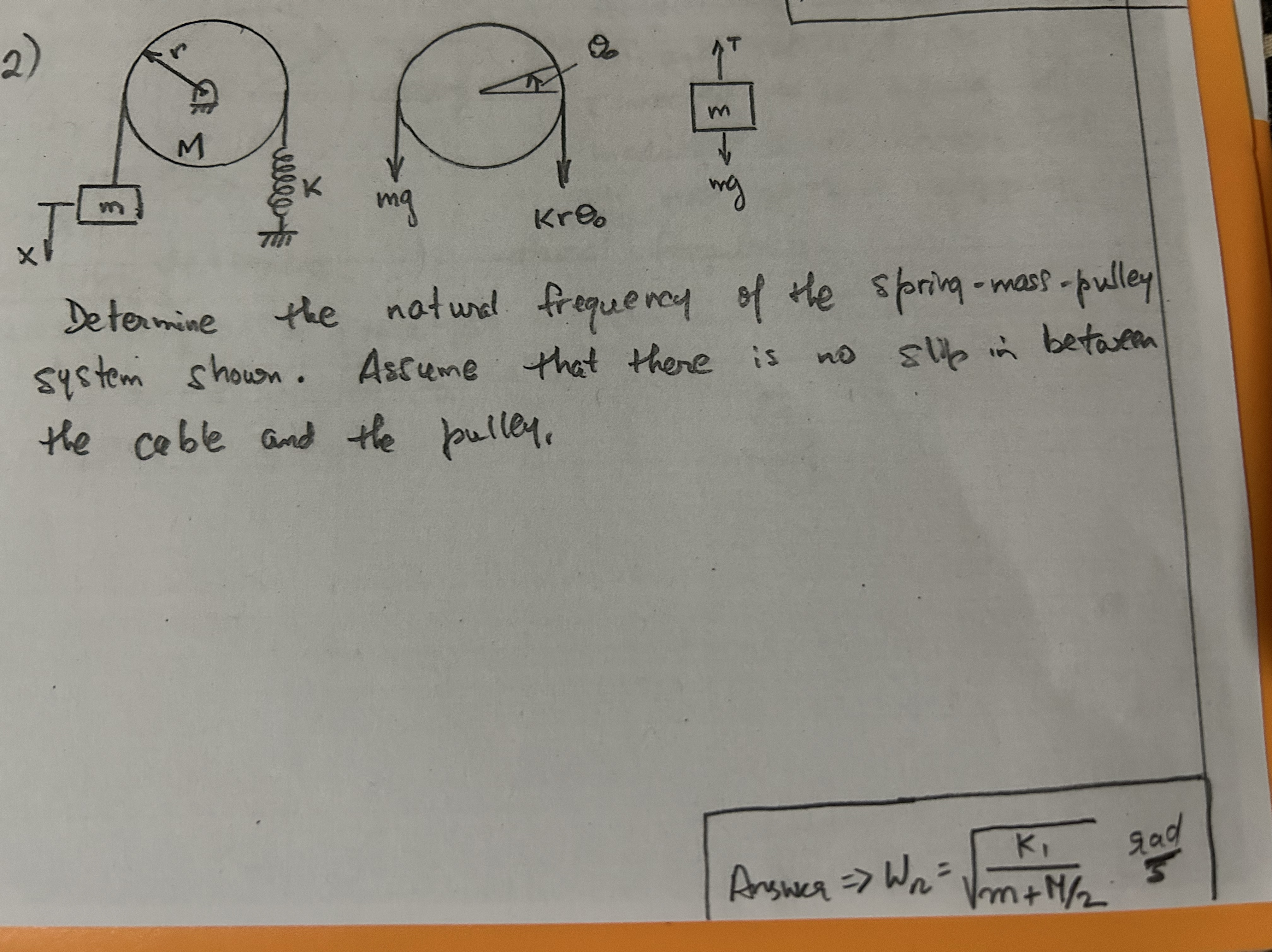Determine the natural frequency of the spring -