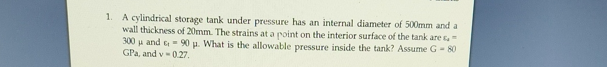 A cylindrical storage tank under pressure has an