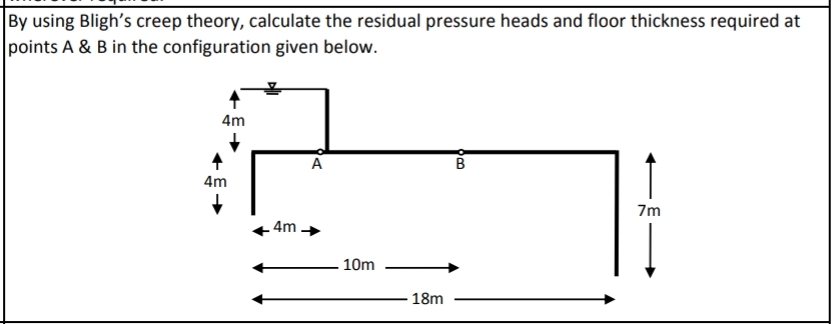 By using Bligh's creep theory, calculate the
