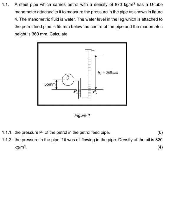 1 . 1 . A steel pipe which carries petrol with a