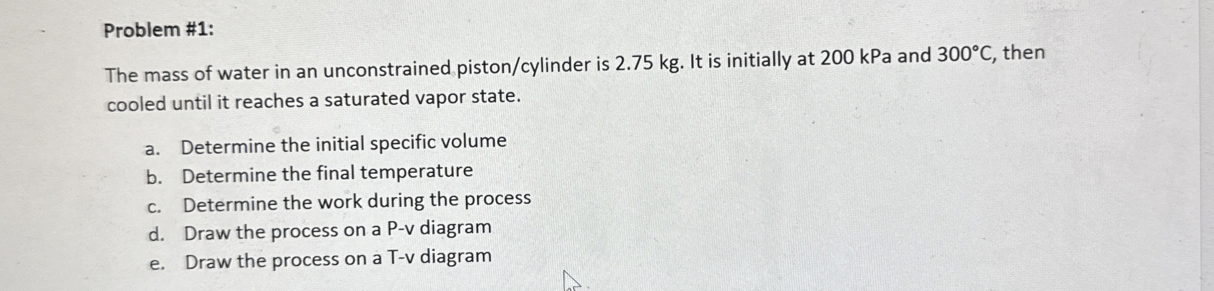 Problem # 1 : The mass of water in an